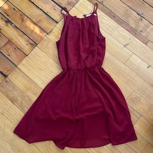 Gently worn Francesca’s red cocktail length chiffon dress